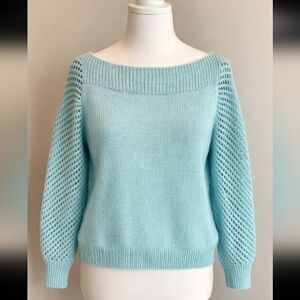 🌸 Spring Fresh Boat Neck Sweater | Aqua Blue | Lightweight Knit | XL